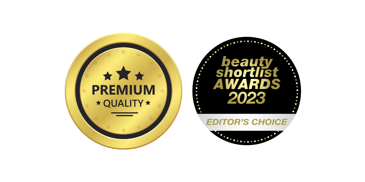 Badges for premium quality and Beauty Shortlist Award for Mellow Muses